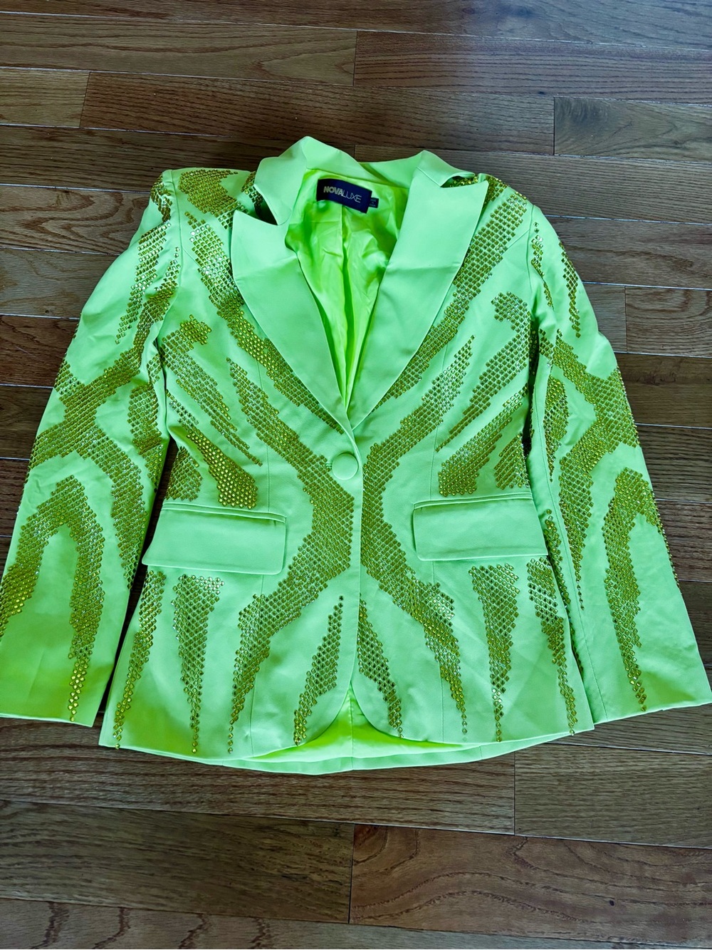 Neon Lime Sequin-Embellished Blazer